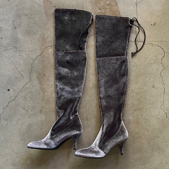 Velvet Over-the-Knee Boots - Picture 1 of 6